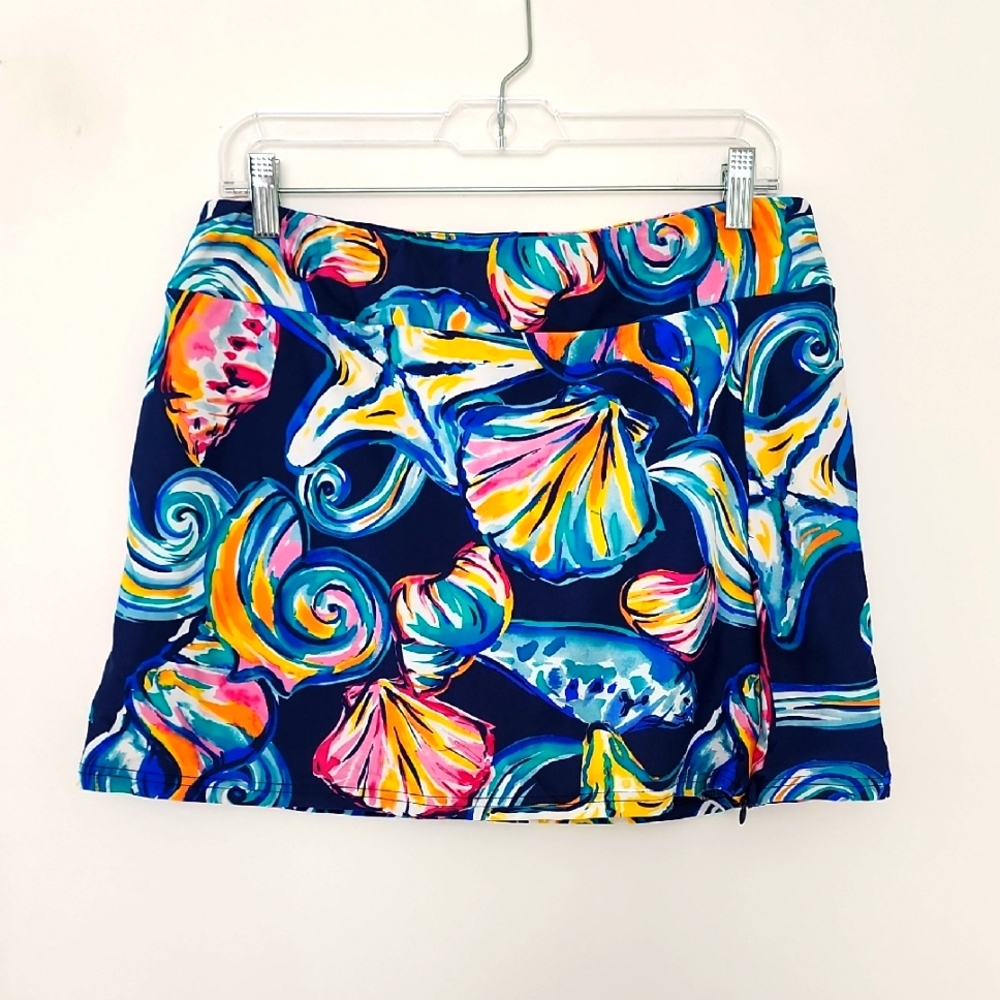 Aryeh Navy Multi Seashell Print Skort